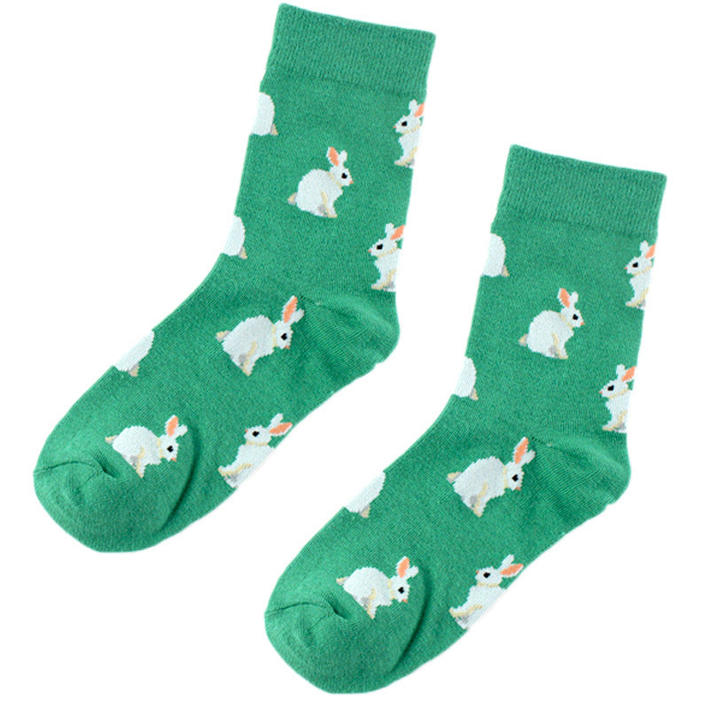 Damen Socken aus Baumwolle mit Cartoon-Tiermotiv, wadenlang