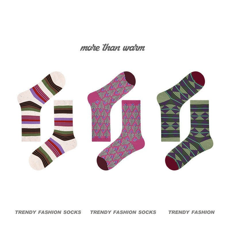 Women's Vintage Combed Cotton Warm Mid-calf Length Socks