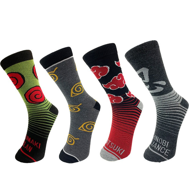 Naruto New Trendy Socks Academy Style Men's and Women's Lovers Letter Mid Cap Sports Socks