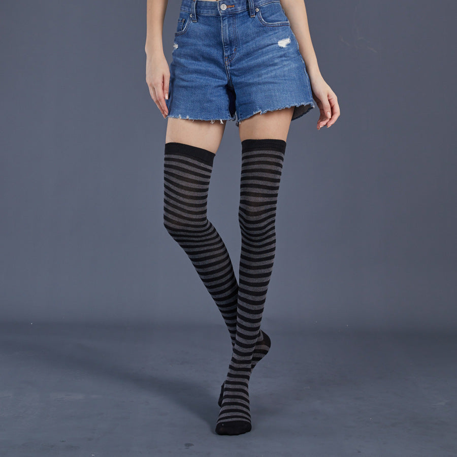 Thin Stripes Stockings Over The Knee Thickened High Tube Ladies Dance Party Performance Socks
