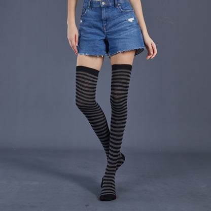 Thin Stripes Stockings Over The Knee Thickened High Tube Ladies Dance Party Performance Socks