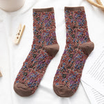 Socks Women's Tube Retro Small Floral Honeysuckle Fashion Cotton Socks