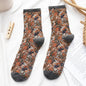 Socks Women's Tube Retro Small Floral Honeysuckle Fashion Cotton Socks