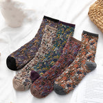 Socks Women's Tube Retro Small Floral Honeysuckle Fashion Cotton Socks
