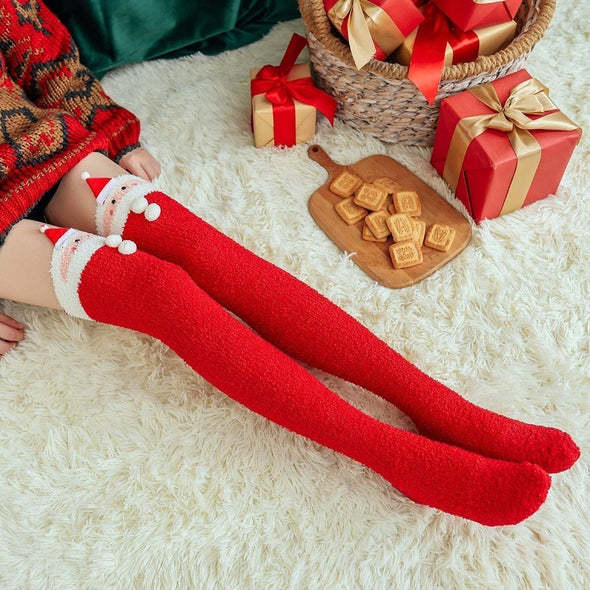 Coral Velvet Knee Socks Cartoon Long Tube