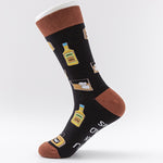 New Colorful Fashion Socks Medium High Cotton Socks Drinks Series Personalized Fashion Men's Socks