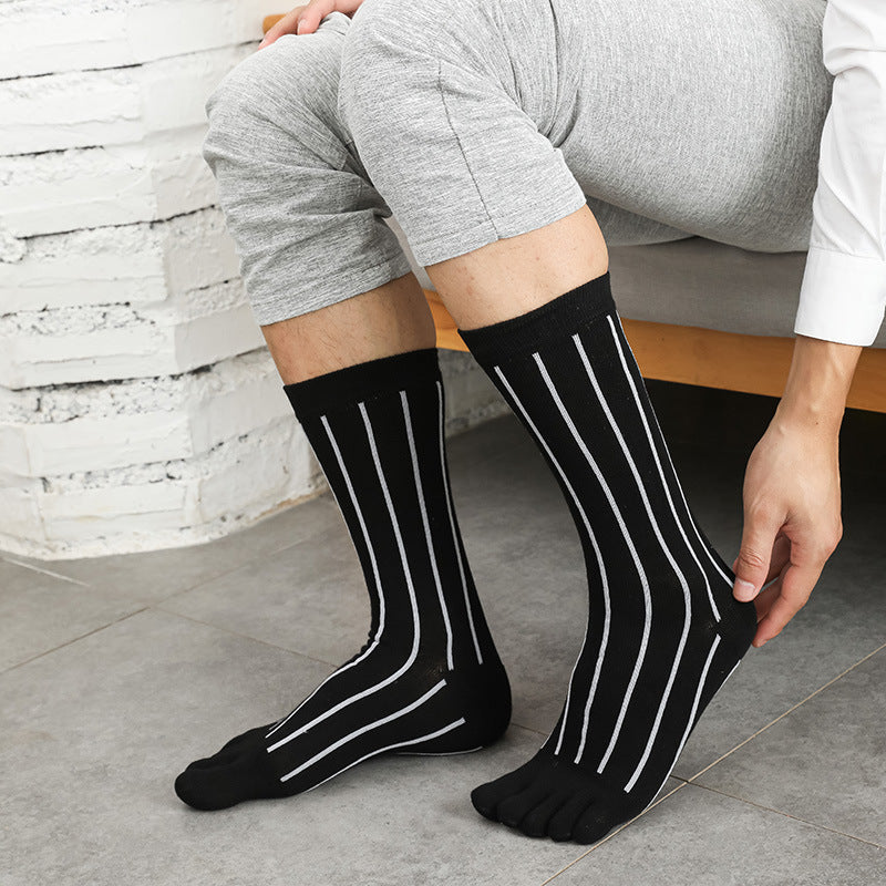 Men's Business High Toe Diamond-shaped Small Dot Vertical Bar Solid Color Socks