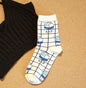 Milk Grid Crew Socks