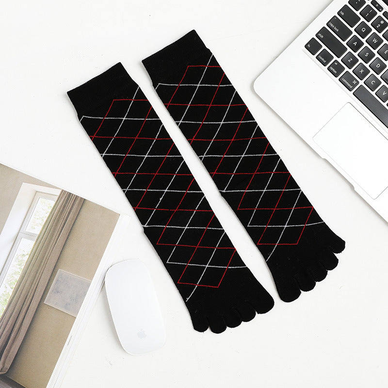 Business-Socken für Herren mit hoher Zehenpartie, Rautenform, kleinen Punkten, vertikalen Balken und einfarbiger