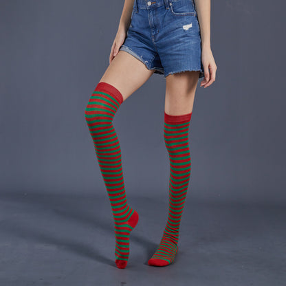 Thin Stripes Stockings Over The Knee Thickened High Tube Ladies Dance Party Performance Socks