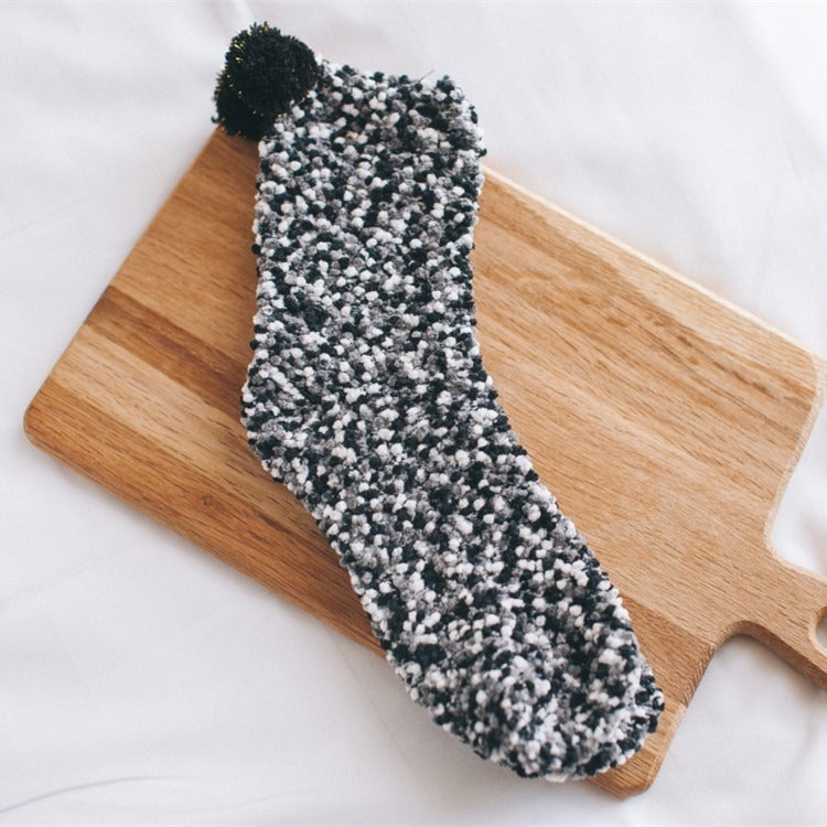 Personalized Coral Wool Socks Medium Tube Socks Cake Socks Thickened Warm Home Floor Towels Sleep Socks