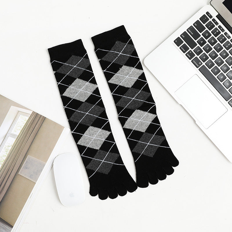 Men's Business High Toe Diamond-shaped Small Dot Vertical Bar Solid Color Socks