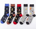New Colorful Fashion Socks Medium High Cotton Socks Drinks Series Personalized Fashion Men's Socks