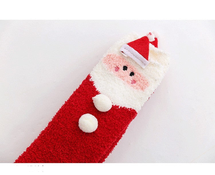 Coral Velvet Knee Socks Cartoon Long Tube