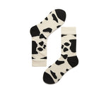 Leopard Dalmatian Black White Cotton Crew Socks
