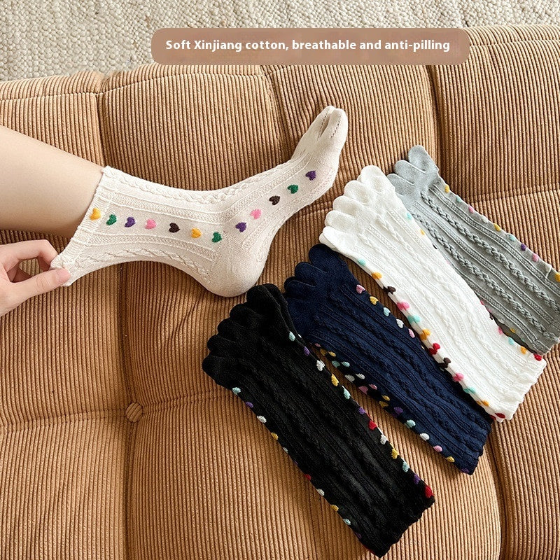 Atmungsaktive, schweißabsorbierende, lange Socken mit geteilter Zehenpartie für Damen von Love
