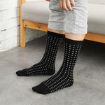 Business-Socken für Herren mit hoher Zehenpartie, Rautenform, kleinen Punkten, vertikalen Balken und einfarbiger