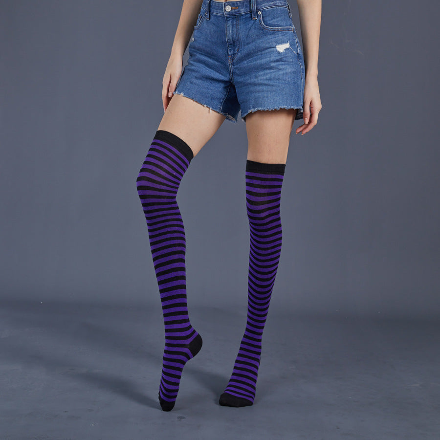 Thin Stripes Stockings Over The Knee Thickened High Tube Ladies Dance Party Performance Socks