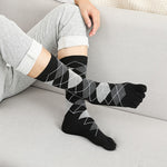 Business-Socken für Herren mit hoher Zehenpartie, Rautenform, kleinen Punkten, vertikalen Balken und einfarbiger