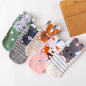 Gerade Knöchelsocken mit Cartoon-Motiv für Damen mit japanischem Hunde- und Katzen-Cartoon-Muster