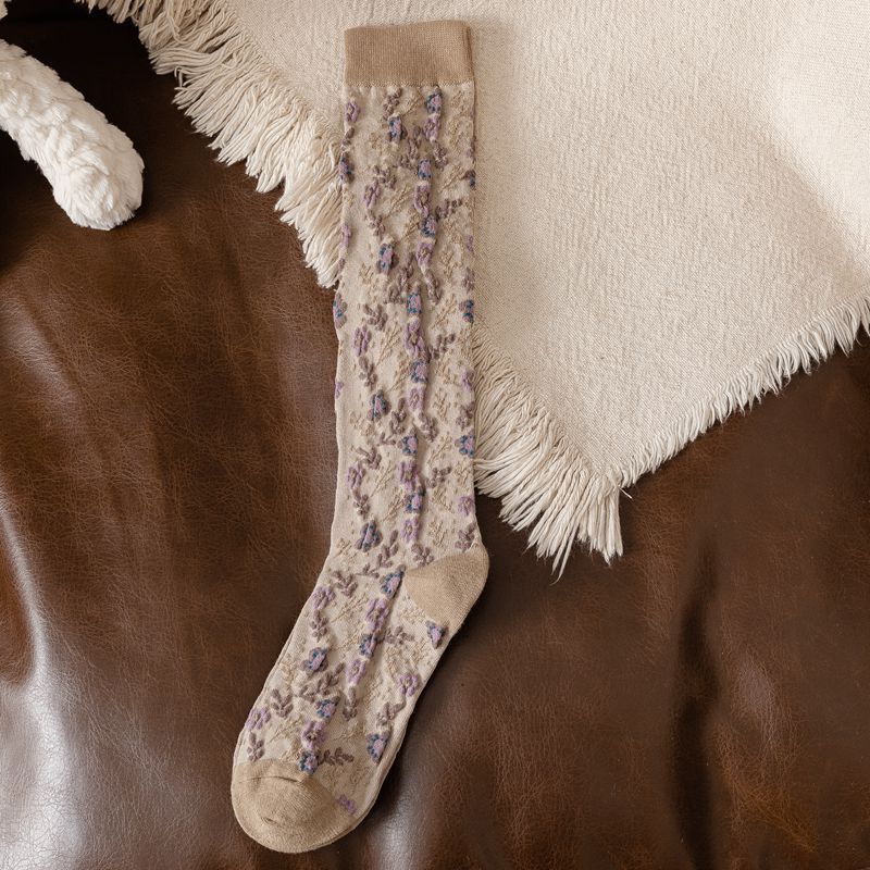 Retro Calf Socks Floral Series Knee-length Ins Wind Calf Pile Socks