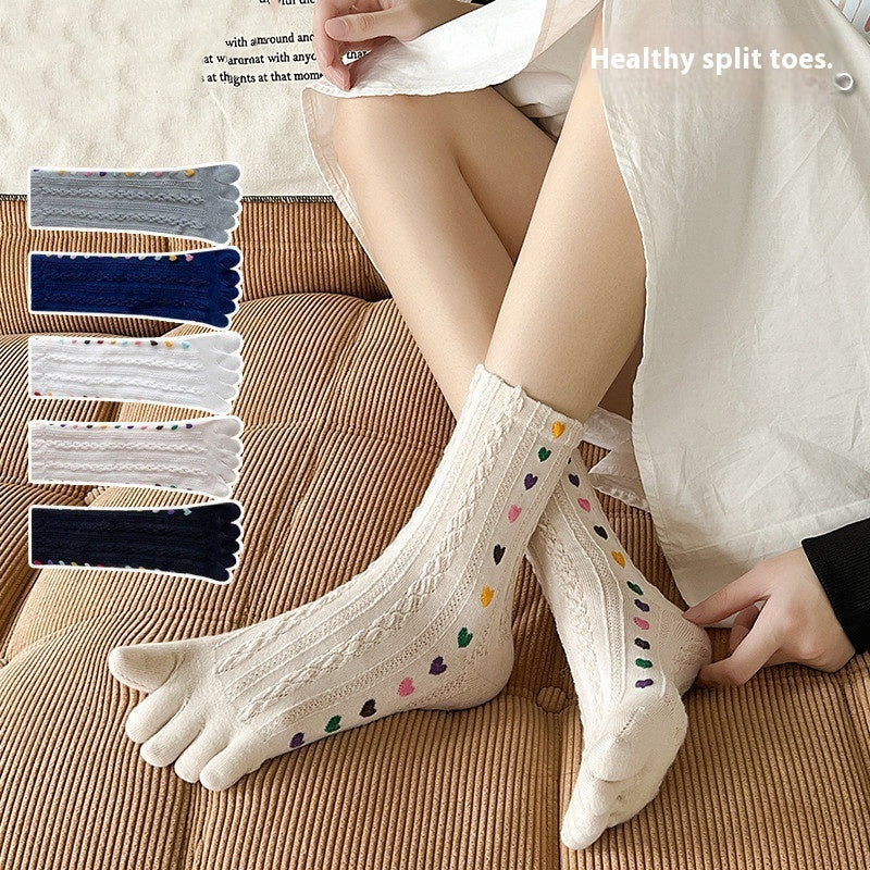 Atmungsaktive, schweißabsorbierende, lange Socken mit geteilter Zehenpartie für Damen von Love