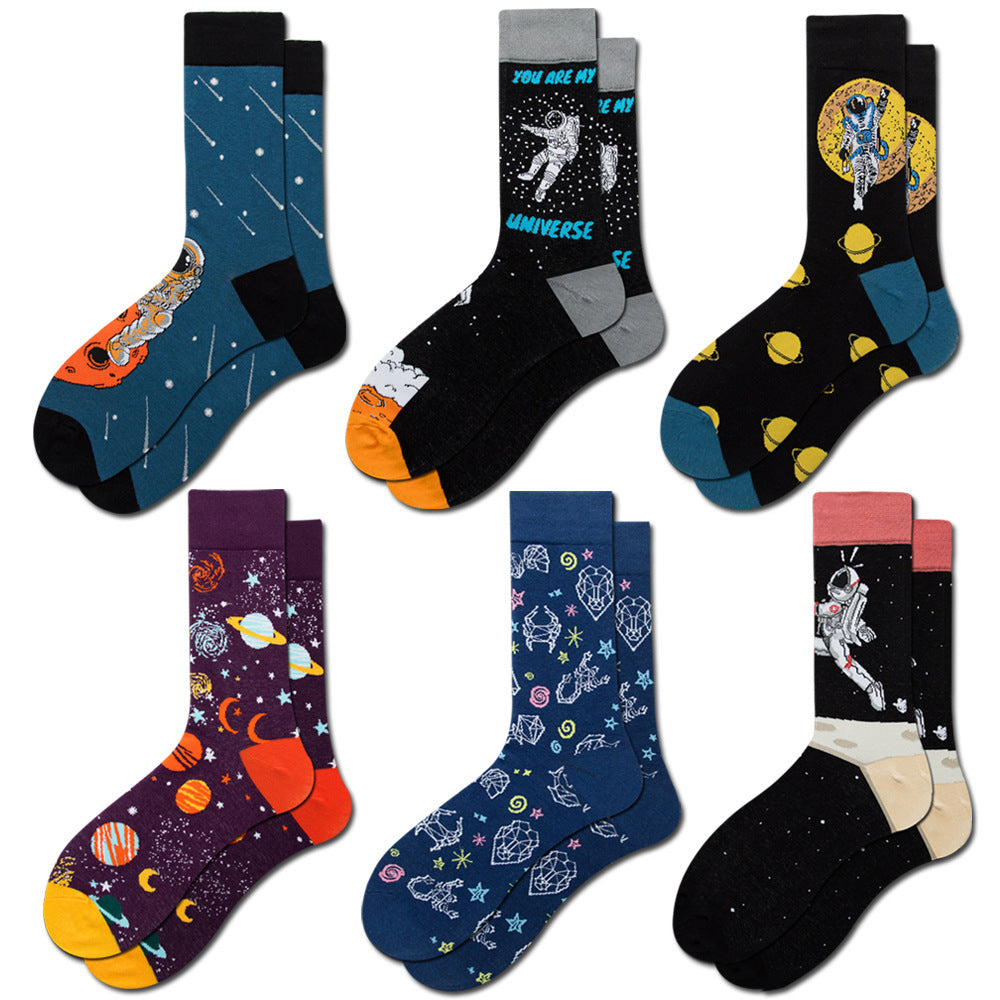 Amazon New Universe Series Herren Big Board Planet Constellation Weibliche Lachende Wadensocken Astronautensocken Hersteller