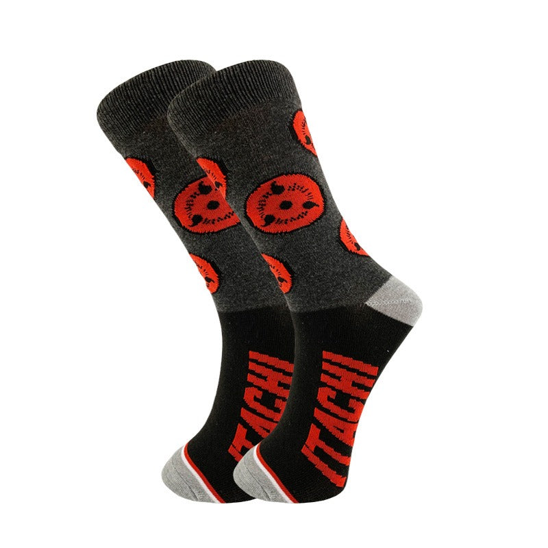 Naruto New Trendy Socks Academy Style Men's and Women's Lovers Letter Mid Cap Sports Socks