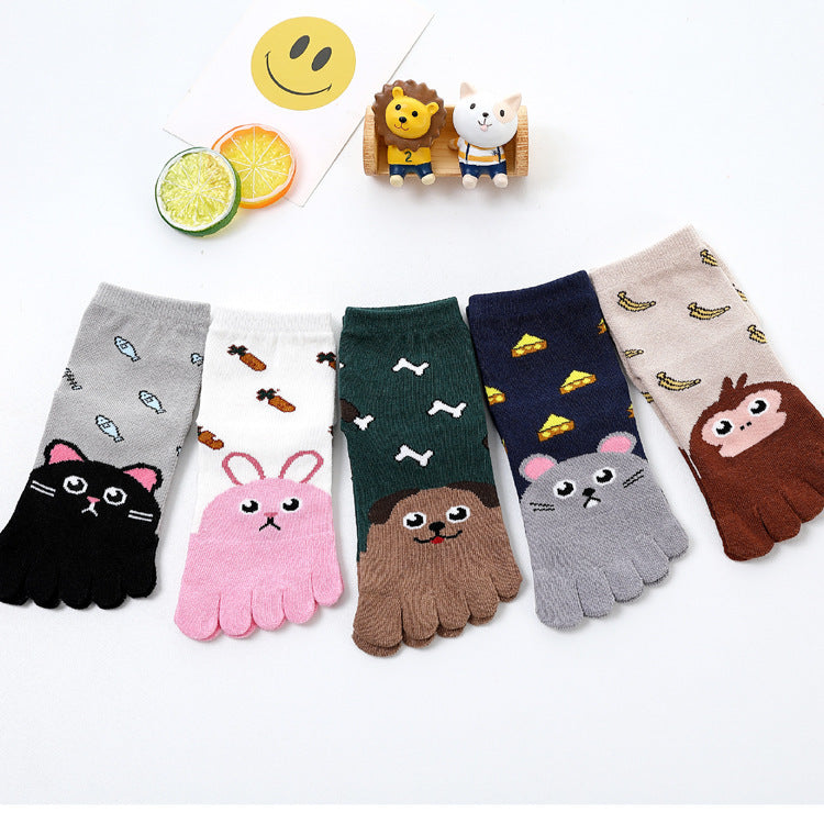 Five Toe Socks Cotton Socks Cute Cartoon