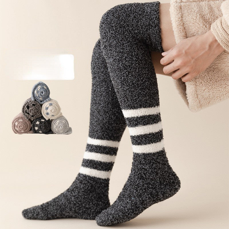 Coral Fleece Socken Herren Kniestrümpfe Plüsch Dicke Socken