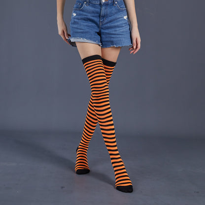 Thin Stripes Stockings Over The Knee Thickened High Tube Ladies Dance Party Performance Socks