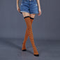 Thin Stripes Stockings Over The Knee Thickened High Tube Ladies Dance Party Performance Socks