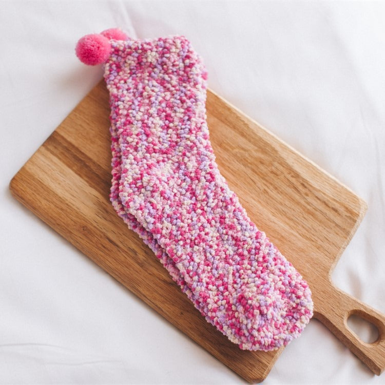 Personalized Coral Wool Socks Medium Tube Socks Cake Socks Thickened Warm Home Floor Towels Sleep Socks
