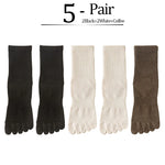 5 Pairs/lot Women Five Fingers Socks 100% Cotton Solid Colour Ladies Split Toe Sports Socks Spring Autumn Harajuku Toe Socks