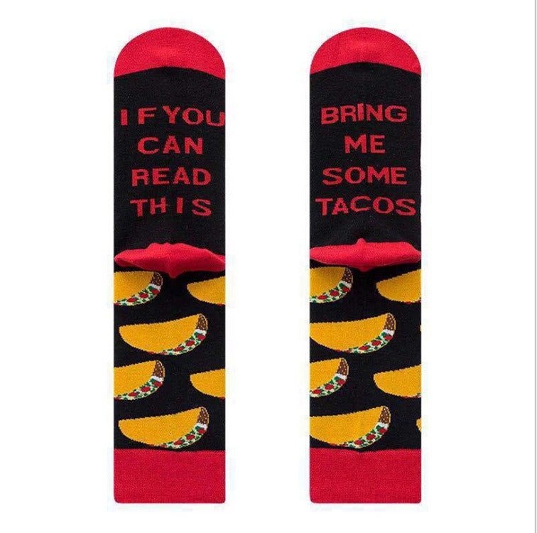 New Colorful Fashion Socks Medium High Cotton Socks Drinks Series Personalized Fashion Men's Socks