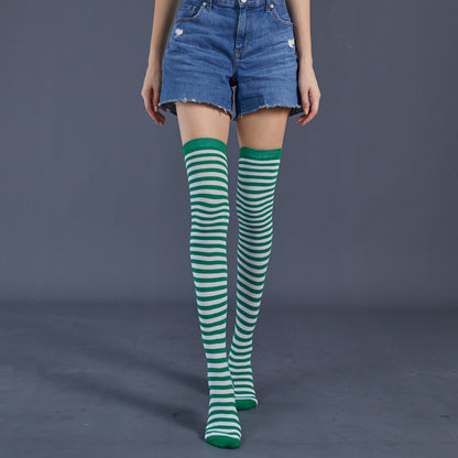Thin Stripes Stockings Over The Knee Thickened High Tube Ladies Dance Party Performance Socks