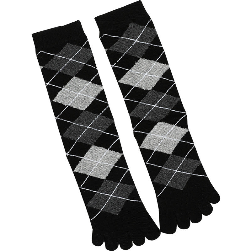 Men's Business High Toe Diamond-shaped Small Dot Vertical Bar Solid Color Socks