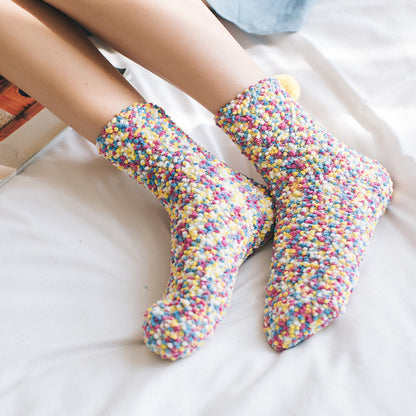 Thickened Fleece-lined Confinement Coral Fleece Sleeping Wear Warm Terry Sleeping Socks