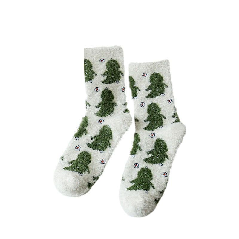 Women's Fashion Mink Fur Cute Warm Mid-calf Length Socks