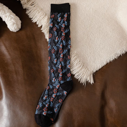 Retro Calf Socks Floral Series Knee-length Ins Wind Calf Pile Socks