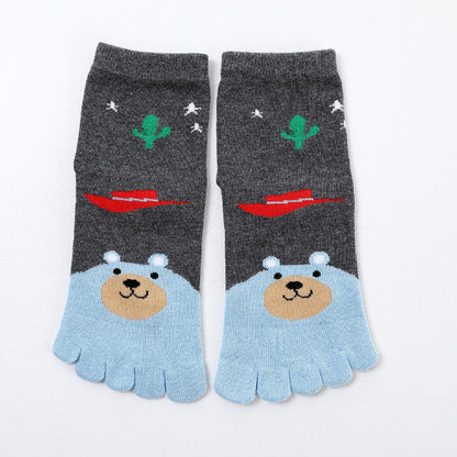 Five Toe Socks Cotton Socks Cute Cartoon
